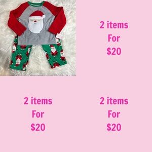 3/$30 Unisex Carter's Just One You Kids Fleece Santa Christmas 2 Piece Pajama